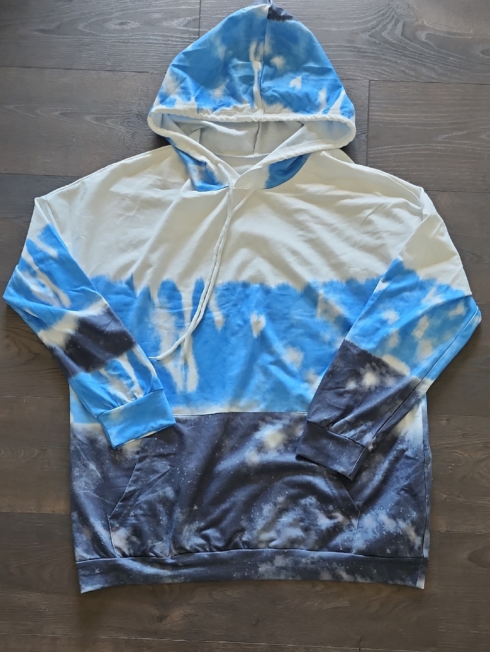 Tie-Dye Blue Pullover Hoodie Sweatshirt